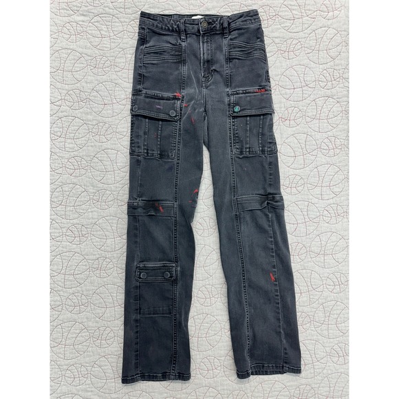 Hidden Other - Hidden‎ Los Angeles Cargo Pants Black Straight Leg Utility / Women's 28
